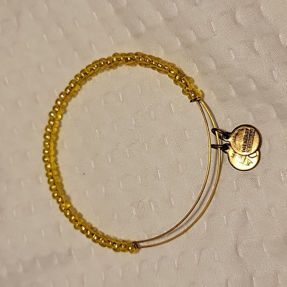 Alex and Ani Sunbeam Rafaelian Gold Bangle Bracelet Yellow Expandable